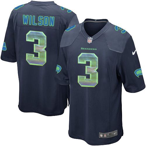 Nike Seahawks #3 Russell Wilson Steel Blue Team Color Men's Stitched NFL Limited Strobe Jersey